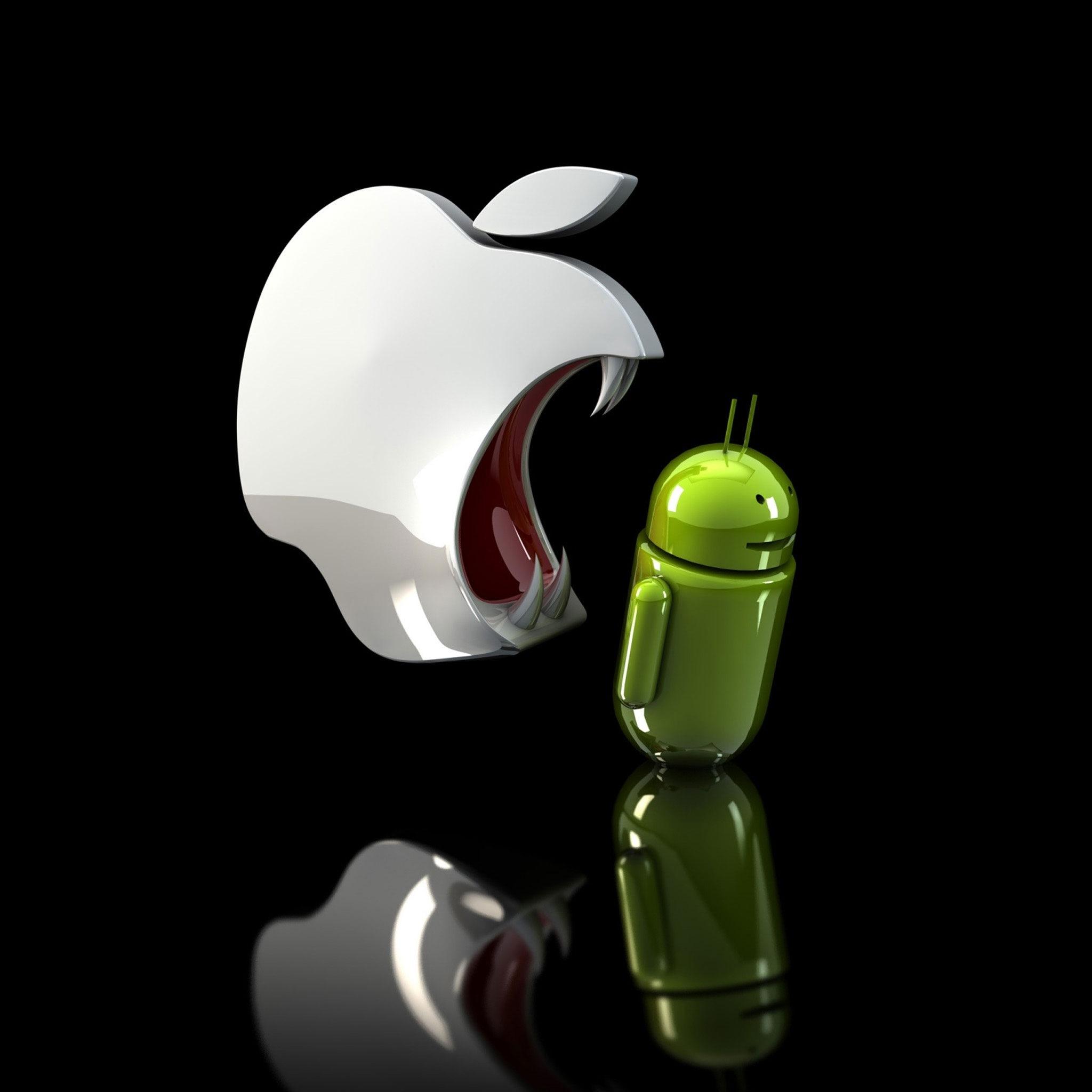 Funny Apple and Android Logo Wallpaper
